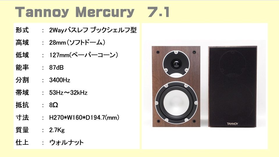 TANNOY タンノイセンタースピーカー マーキュリー外形寸法