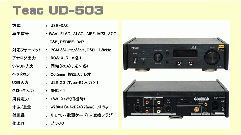 Teac（ティアック）UD-503を使った、IO DATA Fidata（HFAS1-S10 